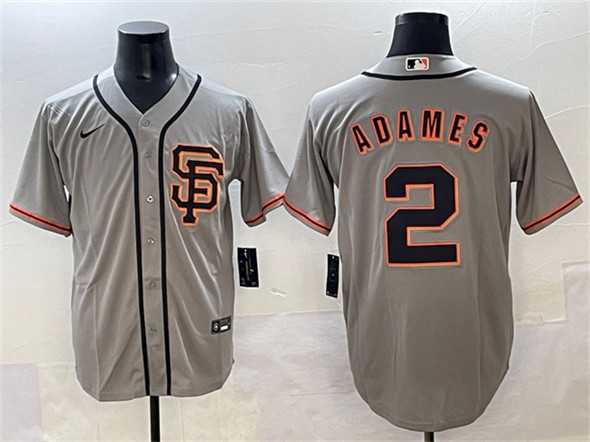 Mens San Francisco Giants #2 Willy Adames Gray Cool Base Stitched Jersey (2)